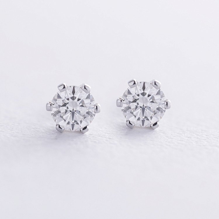 Золотые серьги - пусеты с бриллиантами 327371121 от ювелирного магазина Оникс - 3