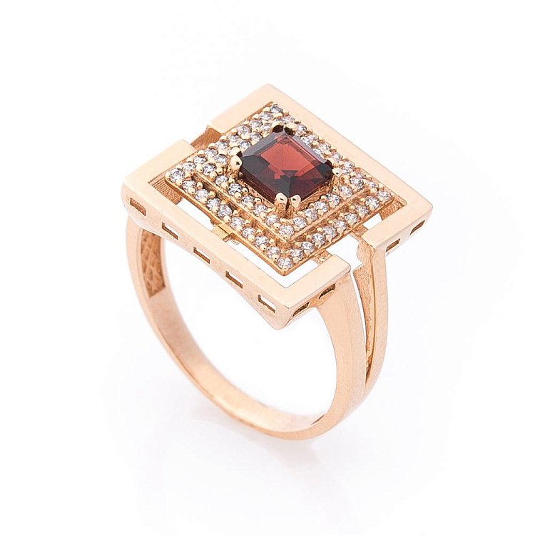 Золотые серьги (пироп, фианиты) с04202 от ювелирного магазина Оникс - 2