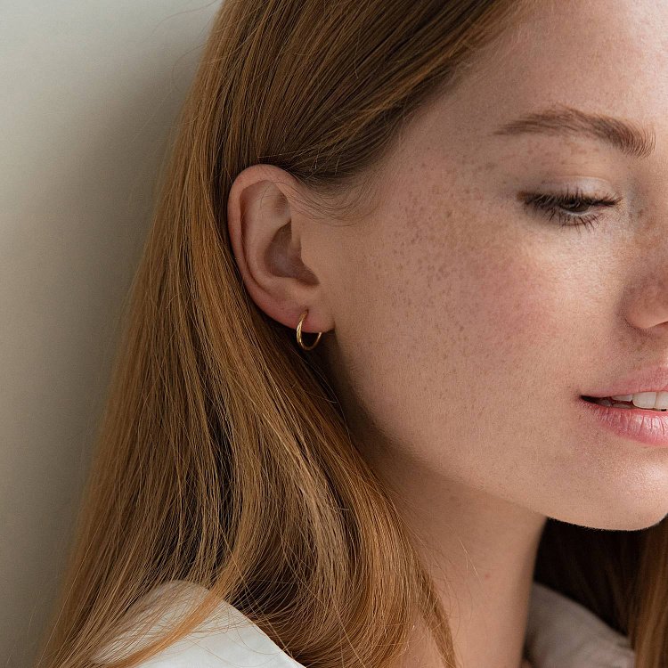 Сережки - кільця в жовтому золоті (1.2 см) с07307 від ювелірного магазину Онікс - 2