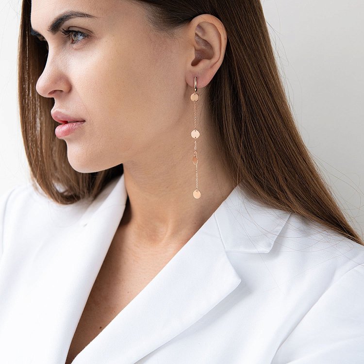 Сережки "Монетки" в червоному золоті с07168 від ювелірного магазину Онікс - 1