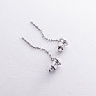 Серебряные серьги - пусеты с цепочками (жемчуг) 40017 от ювелирного магазина Оникс - 2