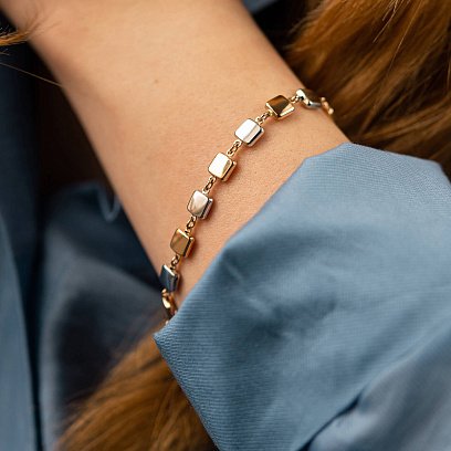 Золотой браслет "Квадратики" б05278 №4