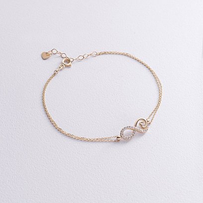 Браслет "Бесконечность" в желтом золоте (фианиты) б05307 №3