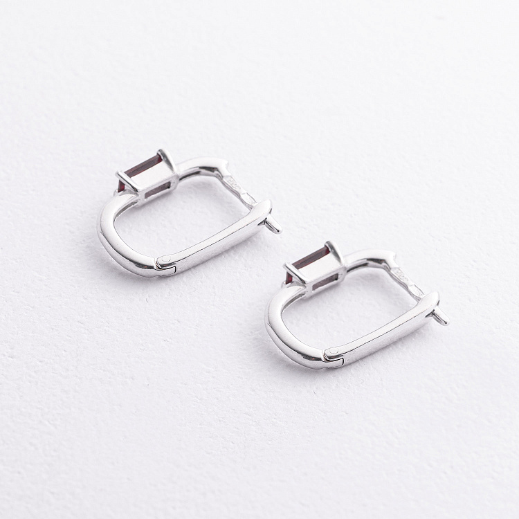 Срібні сережки з синтетичними рубінами 2614/1р-HRUB від ювелірного магазину Онікс - 1