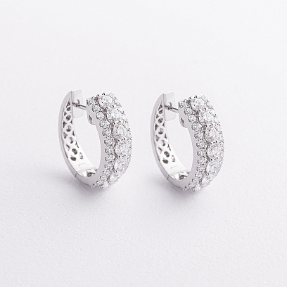 Золотые серьги - кольца с бриллиантами сб0581cha