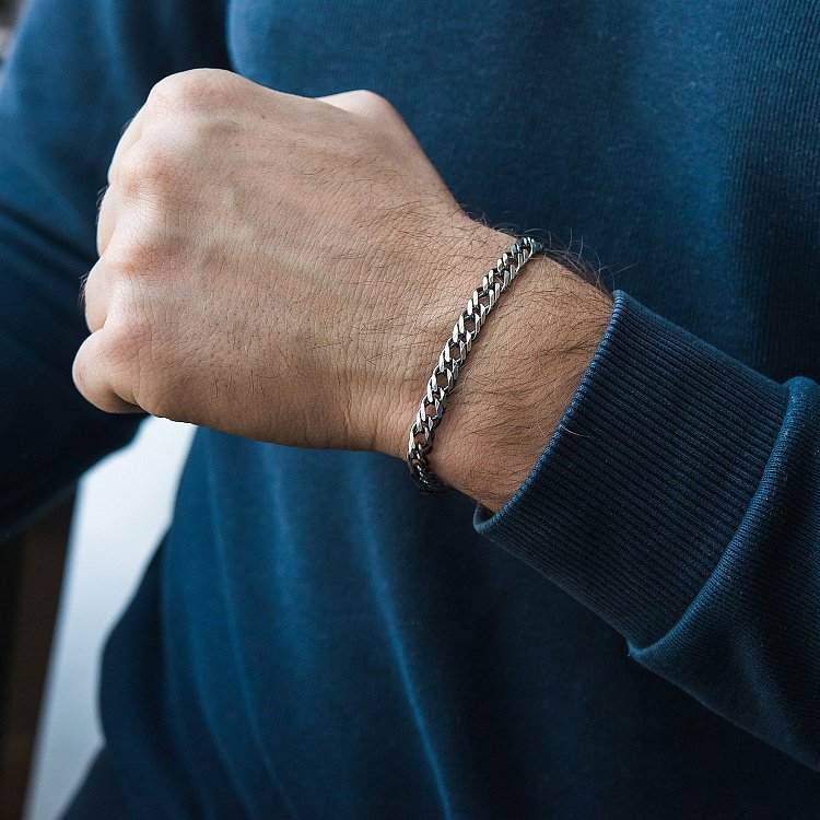 Мужской серебряный браслет (Рембо 0.7 см) ч0203223 от ювелирного магазина Оникс - 1