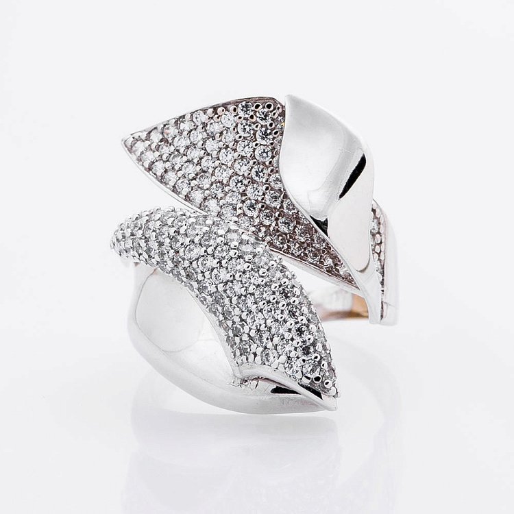 Золотое кольцо с фианитами к01778ж от ювелирного магазина Оникс - 1