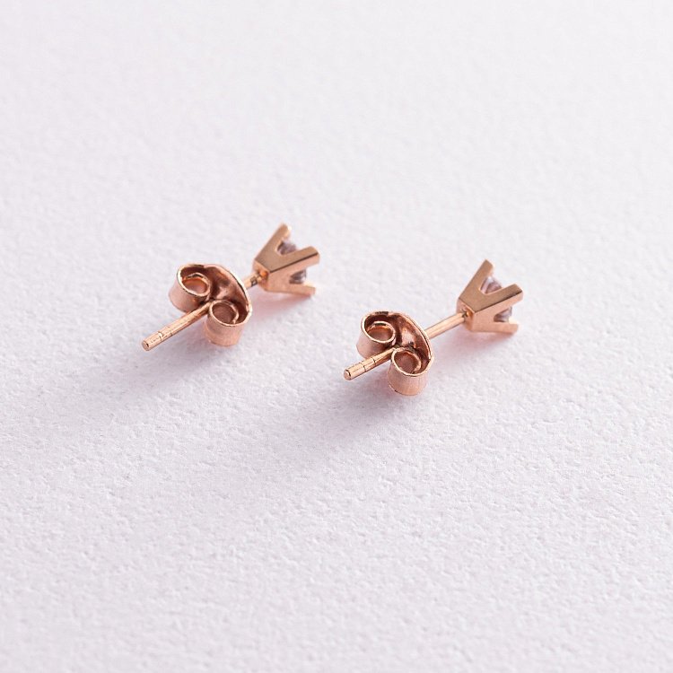 Золоті сережки - пусети з фіанітами с06062 від ювелірного магазину Онікс - 2