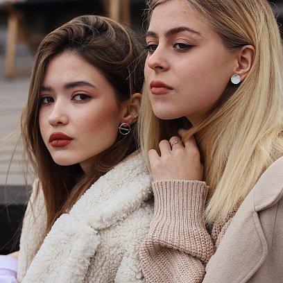 Срібні сережки - пусети "Баланс" 122585 №7