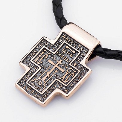 Золотий православний хрест з чорнінням п02675 №4