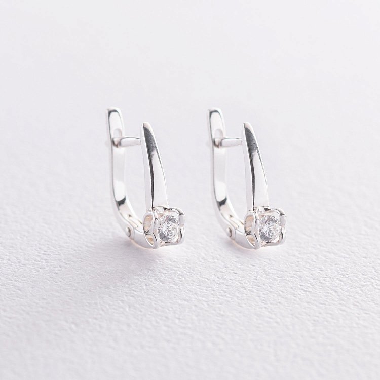 Срібні сережки "Сердечка" (фіаніти) 123005 від ювелірного магазину Онікс - 3