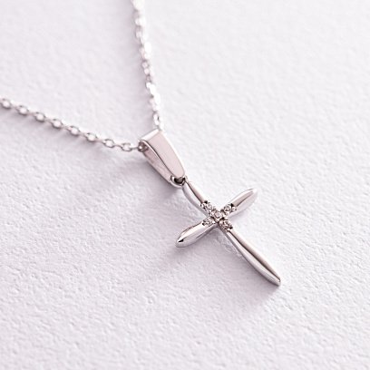 Золотое колье "Крестик" с фианитами кол02186 №4