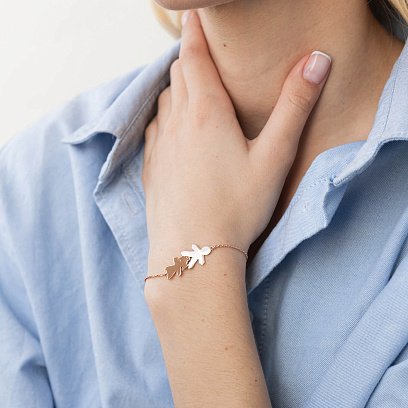 Браслет "Девочка и мальчик" в красном золоте (возможна гравировка) з2090 №2