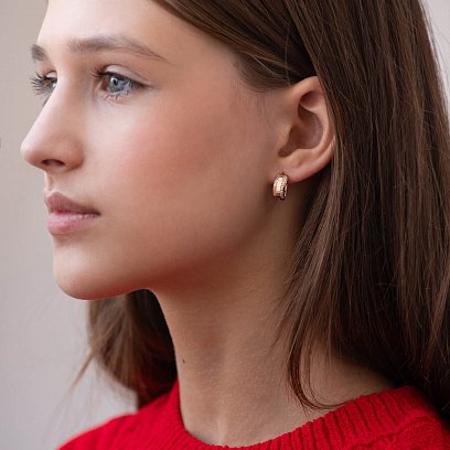 Детские золотые серьги с фианитами с05415 №2