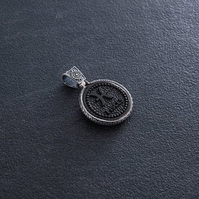 Серебряный кулон "Знак зодиака Рыбы" с эбеном 1041риби №6