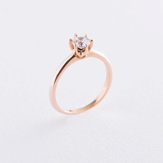 Помолвочное кольцо в красном золоте (куб. цирконий Swarovski) к06230