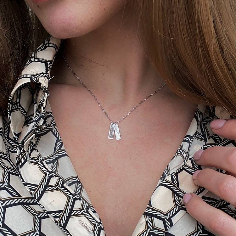 Серебряное колье "Символ" с гравировкой (двойное) 18981 от ювелирного магазина Оникс - 2