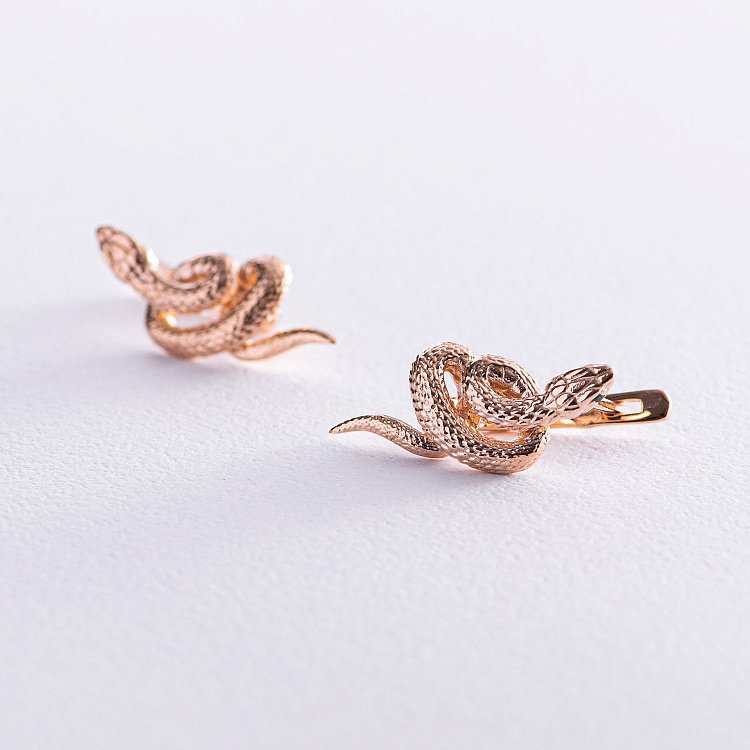 Золотые серьги "Змеи" с07915 от ювелирного магазина Оникс - 2