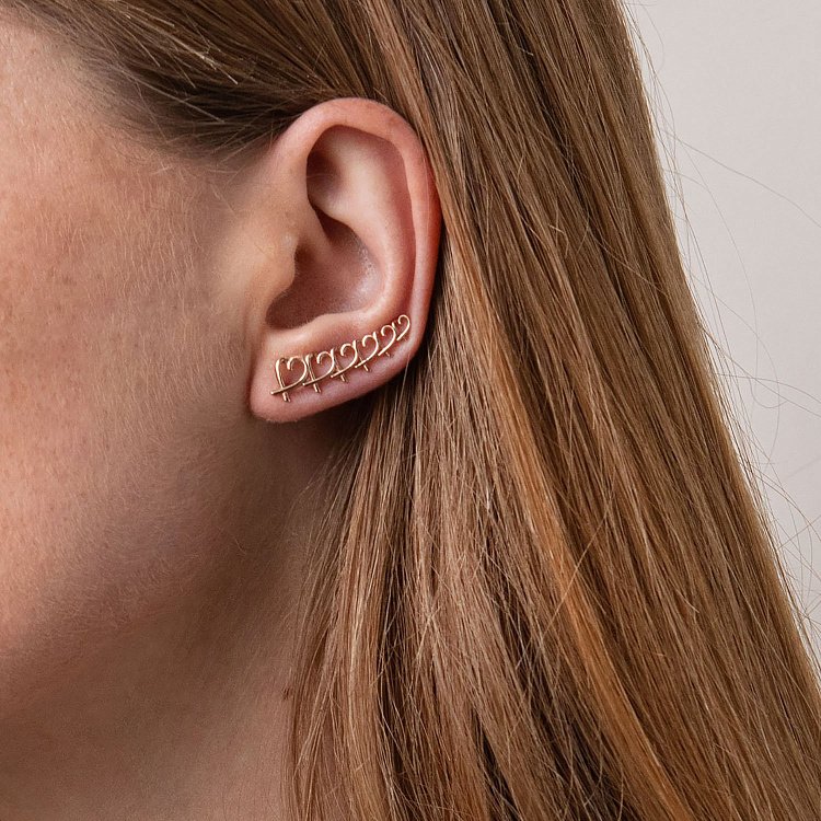 Сережки - клаймбери "Сердечка" в червоному золоті с07105 від ювелірного магазину Онікс - 2