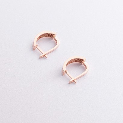 Сережки "Love" з фіанітами (червоне золото) с09315 №2