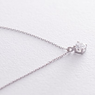 Срібне кольє з одним фіанітом 18791 №3