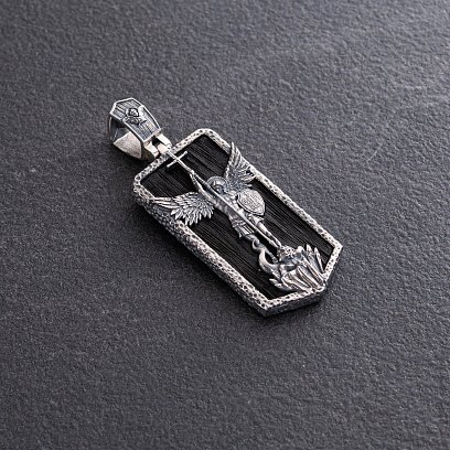 Серебряный кулон "Архангел Михаил" с эбеновым деревом 1265 №3