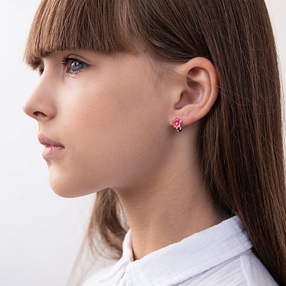 Детские золотые серьги "Цветочек" с03220 №2