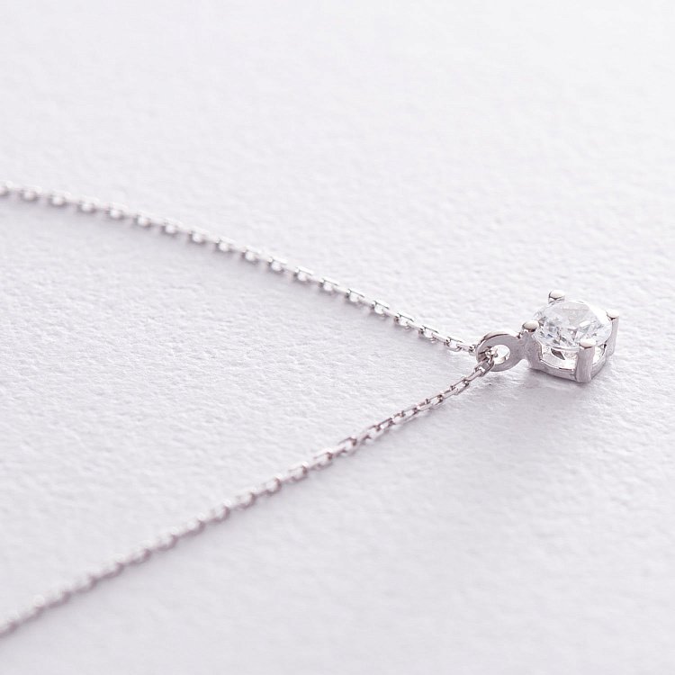 Срібне кольє з одним фіанітом 18791 від ювелірного магазину Онікс - 2