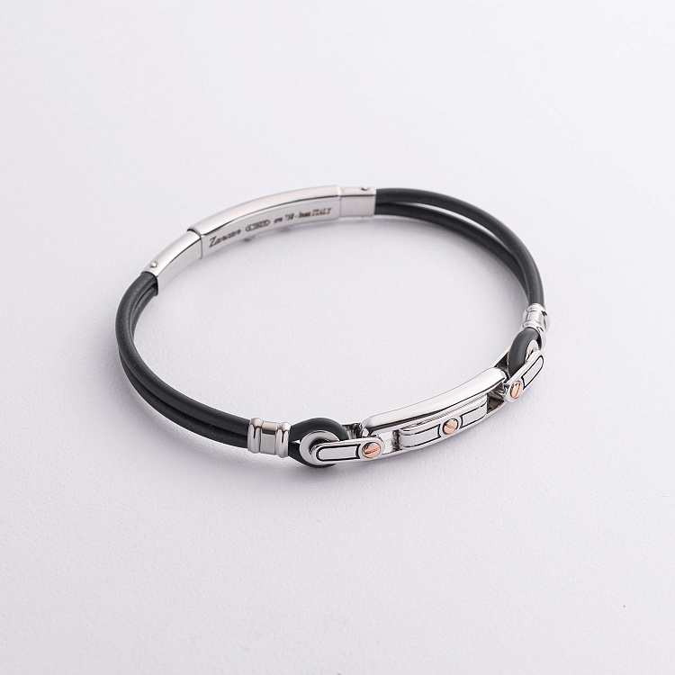 Мужской браслет с серебряной и золотой вставкой Zancan EXB272R-N от ювелирного магазина Оникс - 1