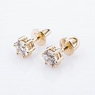Золотые серьги-гвоздики с бриллиантами е0465ж от ювелирного магазина Оникс - 1