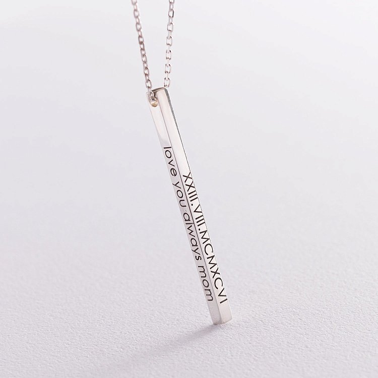 Серебряное колье с гравировкой "Там, где началась наша история" 181109ист от ювелирного магазина Оникс - 5