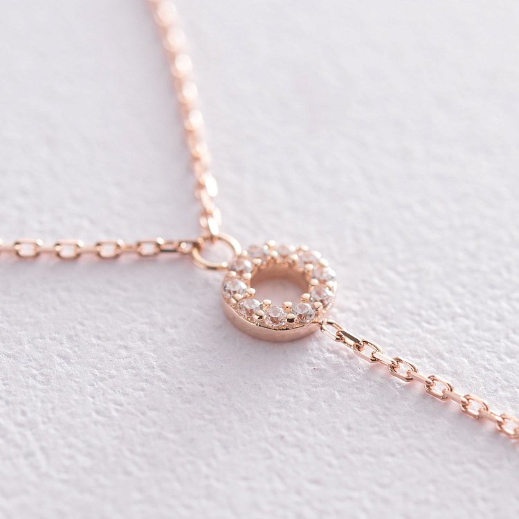 Кольє "Кружечки" в червоному золоті (фіаніти) кол01830 від ювелірного магазину Онікс - 2