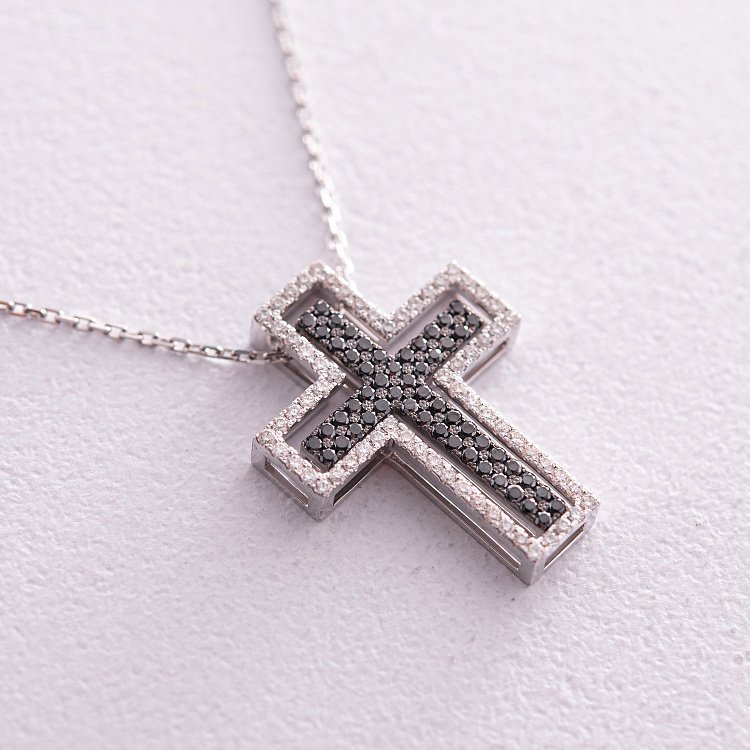 Золотое колье "Крестик" с бриллиантами 126841121 от ювелирного магазина Оникс