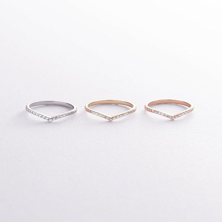 Каблучка "Особлива" з фіанітами (червоне золото) к07466 від ювелірного магазину Онікс - 4