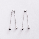 Серьги - пусеты с шариками на цепочке (белое золото) 580142в от ювелирного магазина Оникс - 1