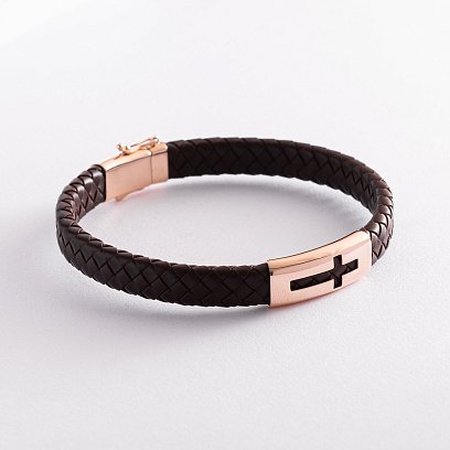 Золотой браслет "Крестик" с каучуком б02813 №3