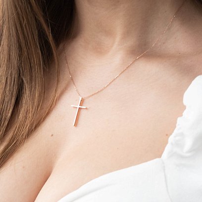 Колье "Крестик" в красном золоте кол01705 №7