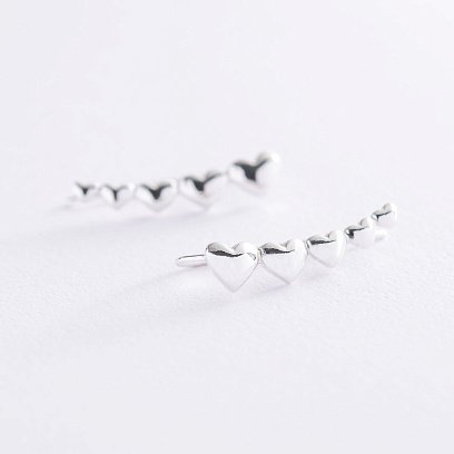 Срібні сережки - клаймбери "Сердечка" 122531 №2