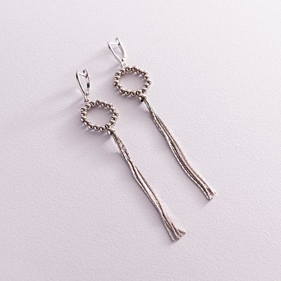 Срібні висячі сережки "Легкість" 123076 №4