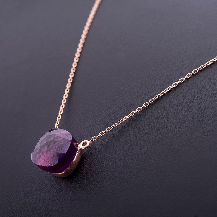 Золотое колье с фианитом кол00803 от ювелирного магазина Оникс