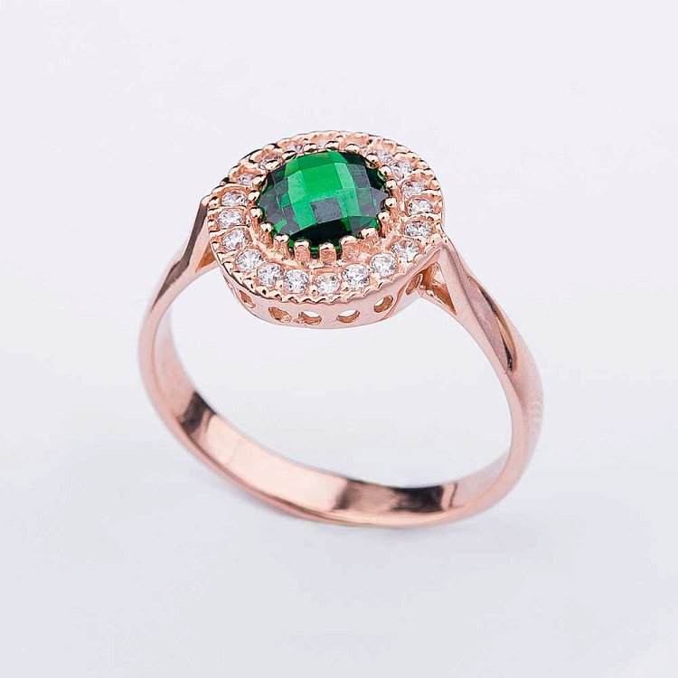 Золота каблучка з фіанітами к04671 від ювелірного магазину Онікс - 1