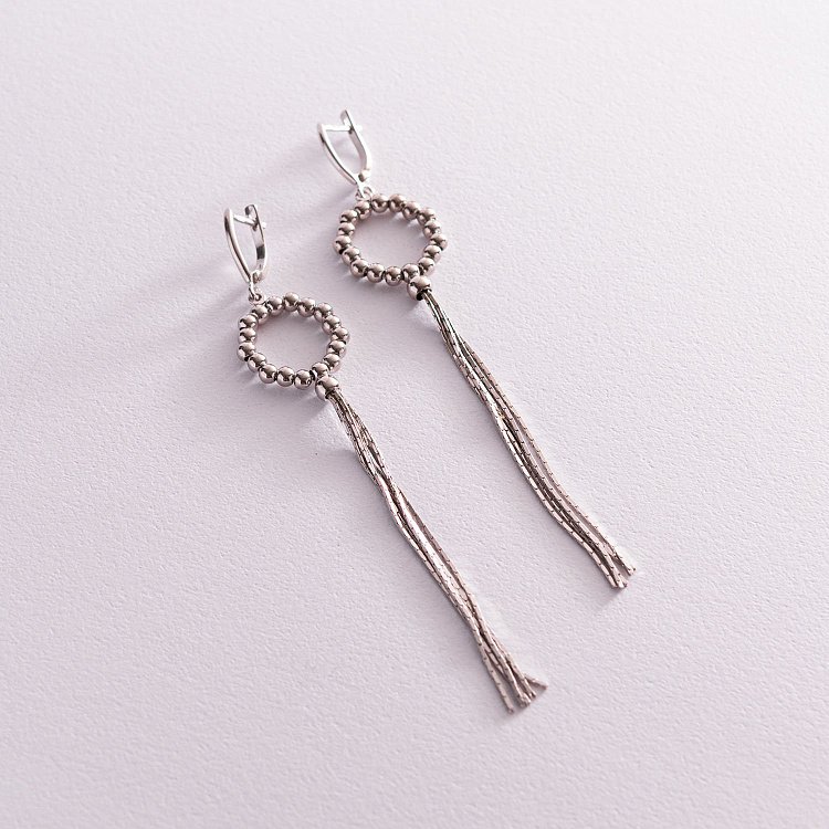 Срібні висячі сережки "Легкість" 123076 від ювелірного магазину Онікс - 3