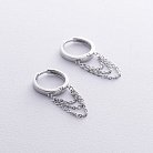 Серебряные серьги - кольца с цепочками 902-01450 от ювелирного магазина Оникс - 3