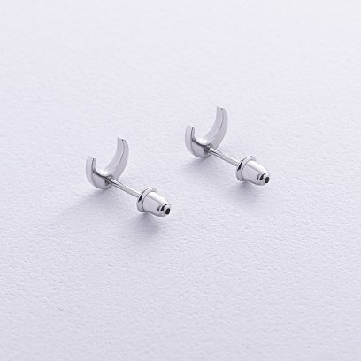 Серебряные серьги-пусеты "Луна" 122815 №4