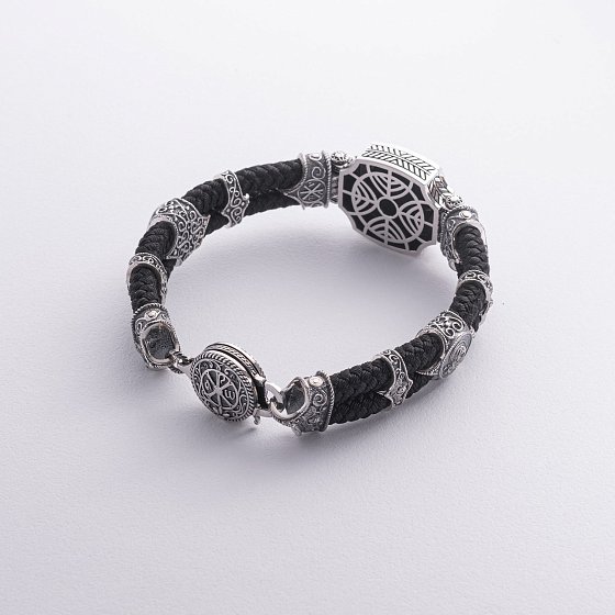 Серебряный браслет "Архангел Михаил" (оникс) 1377 №5