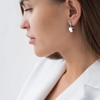 Серебряные серьги-кольца "Монетки" 122849 №2