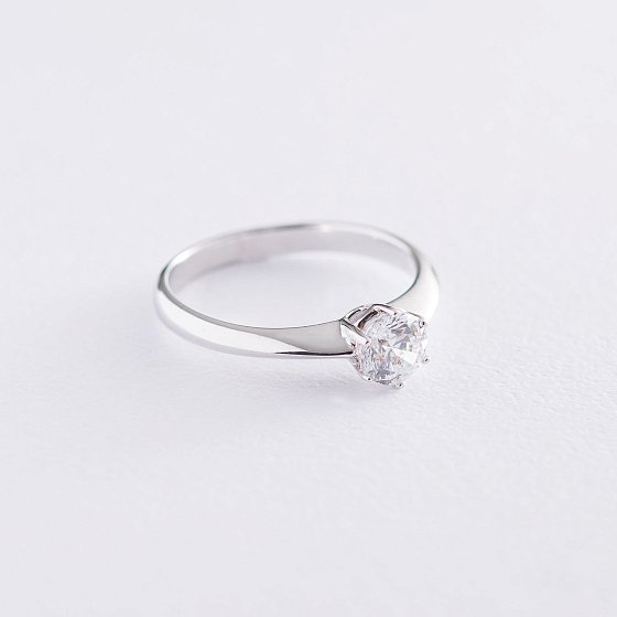 Заручальна каблучка в білому золоті (куб. цирконій Swarovski) к06311 №2
