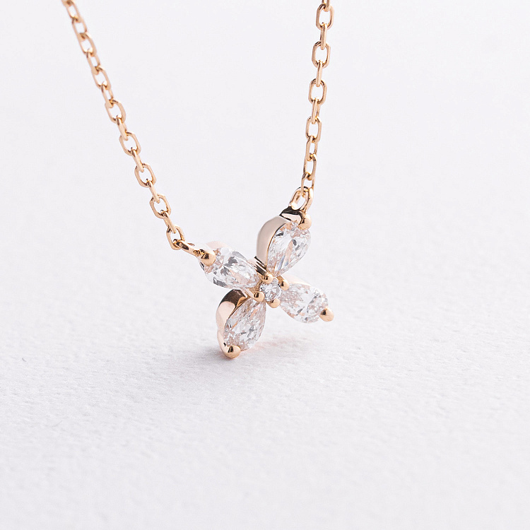 Колье "Цветочек" в желтом золоте (бриллианты) колб0193sm от ювелирного магазина Оникс - 1