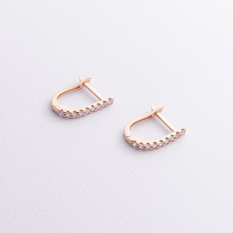 Золоті сережки з фіанітами с09136 від ювелірного магазину Онікс - 2