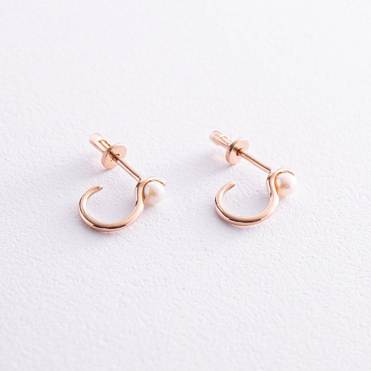 Серьги - пусеты "Миранда" в красном золоте (жемчуг) с07930 от ювелирного магазина Оникс - 4